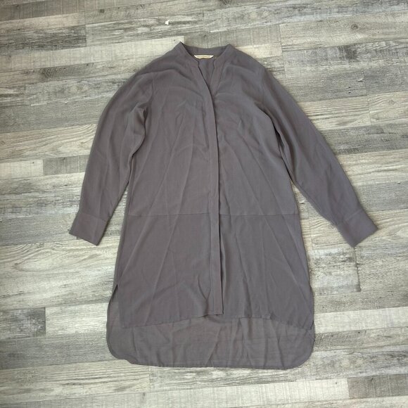 Soft Surroundings Tops - Soft Surroundings Grey Sheer Button Front Long Tunic Long Sleeve R4